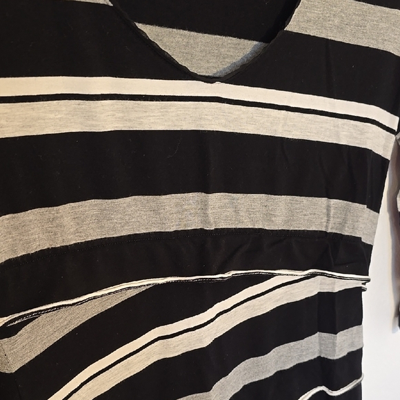 White House Black Market Black and White Striped Top Quarter Sleeve - Picture 8 of 12